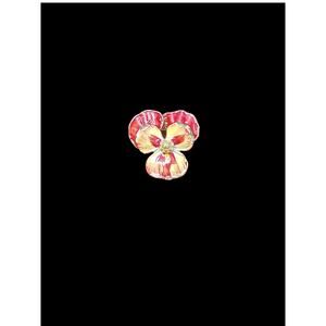 Vintage Gerry’s Pink & White Pansy Enamel Brooch w/Simulated Pearl